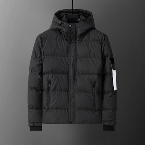 Veste d'hiver matelassée de luxe pour homme, coupe ajustée, coupe-vent, chaude, avec capuche zippée, 100% duvet, style décontracté. - Product Image 5