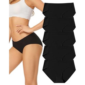 Paquete de 5 bragas sin costuras para mujer, de talle medio, cobertura completa, transpirables - Product Image 1
