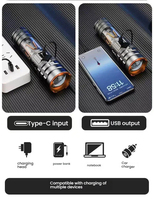 Linterna de Buceo Táctica LED Impermeable IP65, Haz Ajustable, 10000 Lúmenes, Distancia del Haz de 500-600 Metros, Recargable por USB
