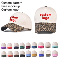 Casquette de baseball structurée bicolore à imprimé léopard avec logo brodé personnalisé, style Snapback, pour le golf et le sport, vente en gros