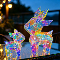 Ensemble de décorations de rennes LED irisées, sculpture de cerf holographique prismatique, lumière de Noël pour la maison, l'hôtel, le centre de table de mariage