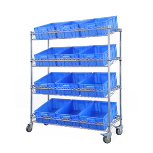 Chariot de rangement industriel à 4 niveaux pour cuisine commerciale utilitaire, étagère de préparation de commandes inclinée - Product Image 2