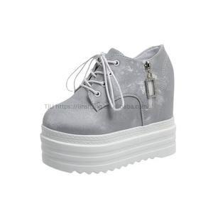 Women's Plus Size Thick Sole Wedge Shoes Autumn New Arrival Petites Round Toe Side Zipper Platform Shoes - Product Image 5