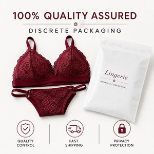 Set di Lingerie Sexy <span class=keywords><strong>Bordeaux</strong></span> con Pizzo Floreale, <span class=keywords><strong>Reggiseno</strong></span> Triangolare e Perizoma in Jersey Trasparente Traspirante, 2 Pezzi, Produzione Diretta con MOQ Basso - Product Image 6