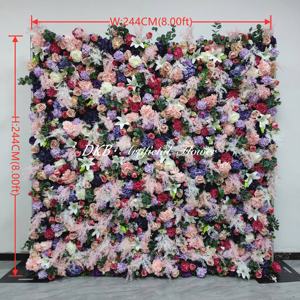 DKB - Fondo de Pared de Flores Artificiales Hechas a Mano, 8 pies x 8 pies, Flores de Seda Mixtas, Decoración Romántica de Ensueño para Bodas, Reutilizable y Reciclable - Product Image 2