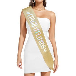 Fascia da Spalla per Laurea Classe 2026 con Nastro Glitterato di Congratulazioni per Cerimonia di Laurea Spedizione Rapida - Product Image 2