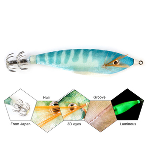 NUEVO 90mm 16G Glow Wooden Shrimp Egi Squid Septlefish Bait con Japan Tube Hook Ganchos De Pesca De Calamar - Product Image 3