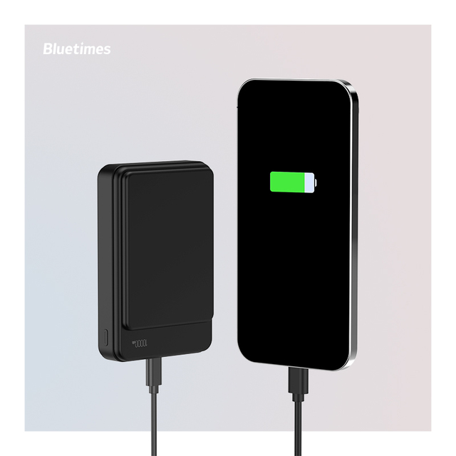 Bluetimes Factory Customize 10000mAh Build-in Charge Cable Power Bank Portable Charger Battery Pack Power Bank