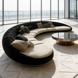 Canapé italien de luxe, canapé moderne incurvé, canapé de luxe en tissu rembourré, réception, hall d'hôtel, salon, mobilier commercial - Product Image 1