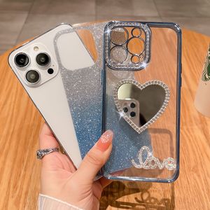 VSTA Premium Glitter gradiente elettroplacca donna donna amore con specchio custodia del telefono per <span class=keywords><strong>iPhone</strong></span> 16 15 14 13 12 11 Pro Max - Product Image 5
