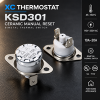 Thermostat XC KSD301 en céramique à réinitialisation manuelle 10A/15A/16A/20A 125V/250V AC 45-150 ° Interrupteur thermique bimétallique C TUV CQC