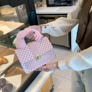 Bolso de mano mini de lujo, de felpa, pequeño, cuadrado, de poliéster y cuero PU, informal, con estampado, bandolera, con cierre de botón, para mujer, de verano. - Product Image 4