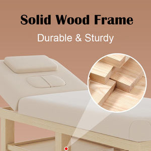 Table de massage haut de gamme en bois massif pour soins du visage et extensions de cils, idéale pour salons de beauté et gymnases, lit de beauté confortable et réglable, vente en gros - Product Image 4