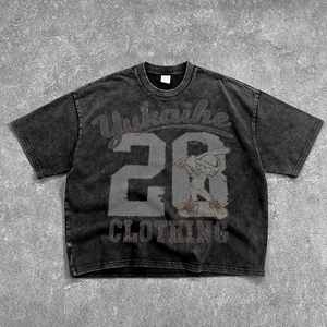 T-shirt da <span class=keywords><strong>uomo</strong></span> cropped vintage lavaggio acido pesante 275gsm con logo personalizzato vestibilità ampia all'ingrosso per produttori - Product Image 1