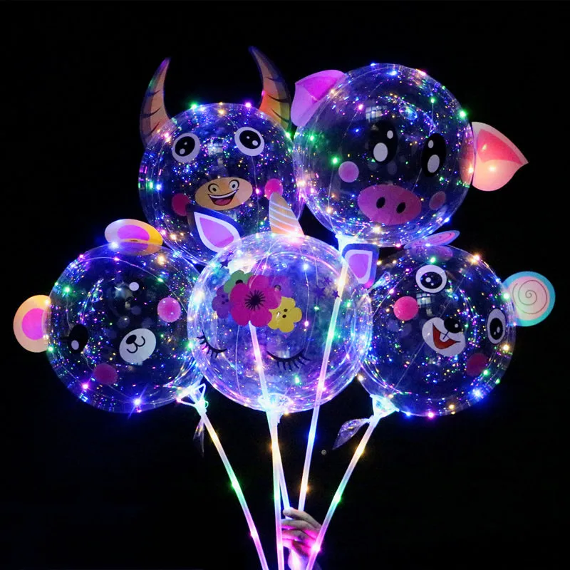 Dessin animé Bobo ballon 20 pouces LED BOBO ballons lumières pour noël fête de mariage Bobo Light Led ballon