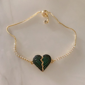 Pulseras TK-C325 con Colgante de Corazón Roto Multicolor para Niñas, Pulsera Brillante con Circonitas, Cadena de <span class=keywords><strong>Tenis</strong></span> Ajustable - Product Image 2