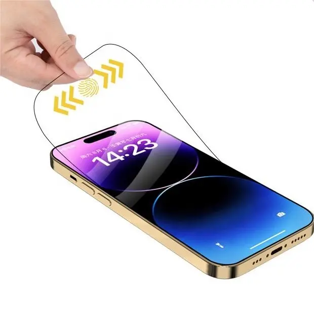 Protetor de tela para celular com kit de fácil instalação, antiestático, transparente, à prova d'água, filme azul grátis, para download