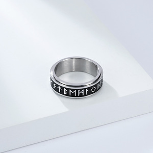 Nordic Viking Letter Rotating <b>Ring</b> For Men Steel Gold Black Color Gift Jewelry Index Finger <b>Ring</b> - Product Image 4
