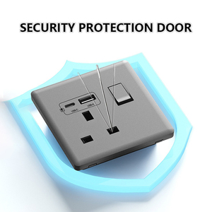 UK Malta Ultra sottile Full PC interruttori elettrici 1 <span class=keywords><strong>2</strong></span> <span class=keywords><strong>3</strong></span> 4 Gang Grey 18W smart Quick Type C prese USB 13A presa di corrente a muro - Product Image 6
