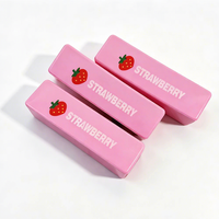 Jouet sensoriel carré en PU souple et mignon - Fraise - Texture de fromage - Jouet promotionnel