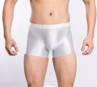 Boxer en satin brillant grande taille pour homme, coupe U convexe, sexy, tendance, été, en nylon respirant, taille élastique