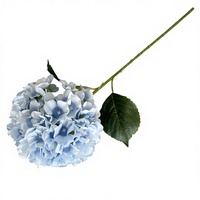 Fleur d'hortensia artificielle grande taille à tige unique, décoration de mariage, arrangement d'allée, accessoires de photographie extérieure, fleur en soie rouge
