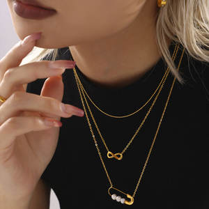 Collier personnalisé en acier inoxydable 316L plaqué or 14K 18K PVD, bijoux fins, collier à fermoir en forme de trombone avec pierres naturelles pour femmes - Product Image 5