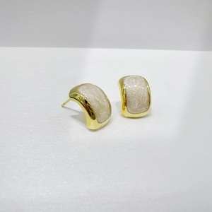 Custom plata 925 sterling silver Geometric Hip Hop <b>Cuff</b> <b>Earring</b> Resin colored western gold plated Minimalist fashion <b>earrings</b> - Product Image 3