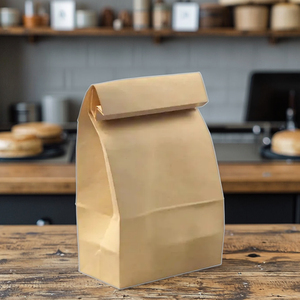 Tùy chỉnh in logo thực phẩm cấp handleless Kraft túi giấy dùng một lần Takeaway Tote cho bánh mì nâu sữa môi trường - Product Image 5