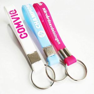 Wholesale Cheap <b>Customized</b> Debossed Colors Filled Silicone <b>Keychain</b> with Your logo - Product Image 1