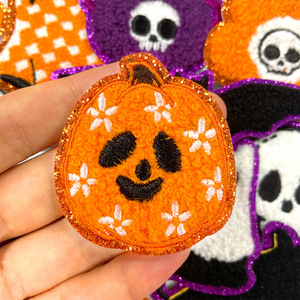 Atacado Bordado Abóbora Crânio Fantasma Bordado Toalha halloween chenille patches halloween ferro em remendos - Product Image 6