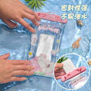 Bolsa impermeable para teléfono con pantalla táctil de dibujos animados, funda para rafting y buceo, bolsa impermeable transparente universal para natación, correa para el cuello - Product Image 2