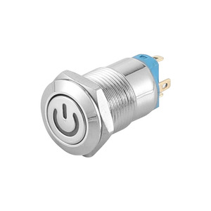 12mm Metal <b>Push</b> Button Switch Self-reset Momentary 1NO Copper Nickel Plated Shell High/Flat Head Jog Switch With LED - Product Image 2