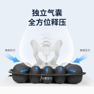 Inflatable Seat Cushion <b>Square</b> Breathable Airbag For Wheelchair Pressure Relief Black Polyester Fiber 11cm <b>Adjustable</b> Height - Product Image 4