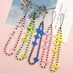 Hạt Acrylic Trái Tim Tình Yêu Màu Thạch Ngọt Ngào Chuỗi Điện Thoại Di Động Dây Đeo Điện Thoại Di Động Cho Nữ Phụ Kiện Trang Sức Mặt Dây Chuyền Điện Thoại Quyến Rũ - Product Image 2