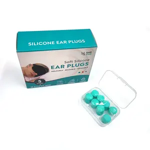 Tampões de silicone para os ouvidos, plugues de ouvidos para natação, caixa de silicone macio para redução de ruídos e banho