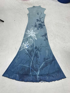 Vestido Maxi de Malla con Estampado Floral Elegante de Estilo Neo-Chino Vintage - Product Image 2