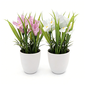 Fleur d'<span class=keywords><strong>iris</strong></span> artificielle avec pot en plastique blanc, plante d'<span class=keywords><strong>iris</strong></span> artificielle au toucher réel, fleur blanche pour la décoration <span class=keywords><strong>de</strong></span> la maison, des mariages, des jardins et des fêtes - Product Image 4