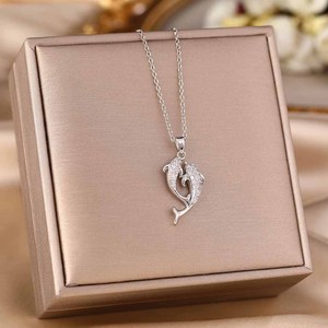 Collar con Colgante <span class=keywords><strong>de</strong></span> Lazo <span class=keywords><strong>de</strong></span> <span class=keywords><strong>Piscis</strong></span> con Diamantes, <span class=keywords><strong>de</strong></span> Acero Inoxidable, Accesorios <span class=keywords><strong>de</strong></span> Joyerí<span class=keywords><strong>a</strong></span> para Mujer - Product Image 4