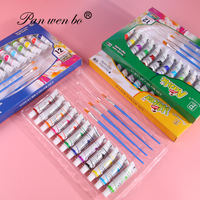 Ensemble de peinture acrylique professionnelle Panwenbo, 12 couleurs, tubes de 12 ml, pigments riches non toxiques, excellente qualité, avec pinceau et palette.