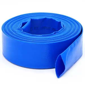 2 ''Bleu 50 mètres Flexible Water Delivery PVC Layflat Hose Plastic Water Discharge Pipe