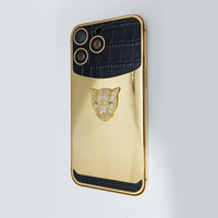 Populaire à Dubaï Boîtier de téléphone en métal Véritable peau de vache avec texture de crocodile Boîtier de téléphone portable pour la série iphone
