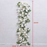 Chemin de table de mariage en fleurs artificielles, roses en soie, fausses fleurs, centre de table de mariage, arrangement floral pour allée de mariage