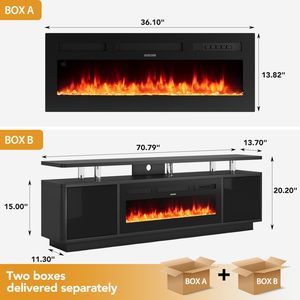 Mueble de TV Moderno SENYU de MDF con Chimenea Eléctrica para Televisores de 65 Pulgadas o Más, Consola Multimedia de Montaje en Suelo, Fácil de Armar, Mueble para Sala de Estar - Product Image 2