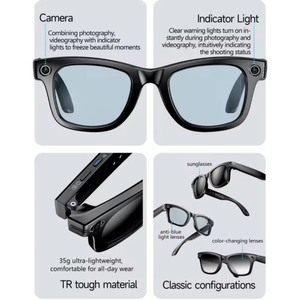 Lunettes Intelligentes W610 avec Caméra, Traduction IA, Appel Bluetooth, Caméra 8MP, Transfert Vidéo Wi-Fi, Contrôle Tactile Coulissant - Product Image 3