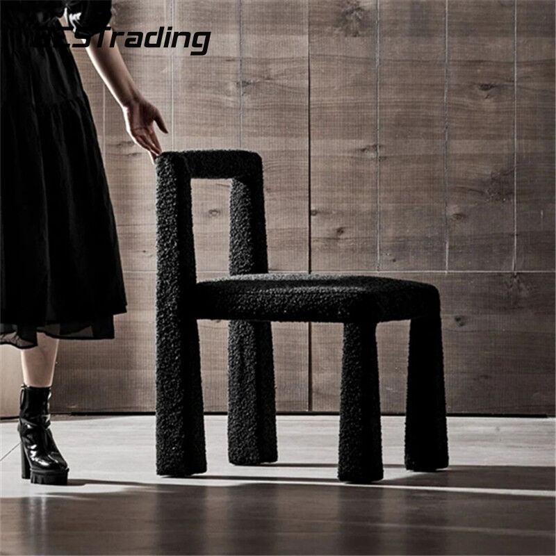 Итальянские современные дизайнерские кресла, скандинавский изогнутый черный обеденный стул из ткани букле