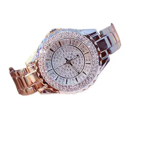 Women's Watch Style Super Sparkling dial with Diamond Quartz Watch Set+Versatile Diamond Bow Beaded Bracelet