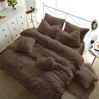 Ensemble de housse de couette et de taie d'oreiller, design personnalisé, couleur unie, polaire doux, épais, literie d'hiver, housse de couette moelleuse