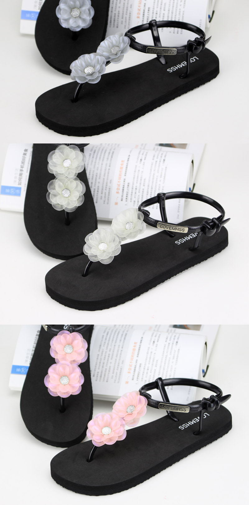 Women's Flip-flops Fashion Flowers Flat Beach Sandals PVC EVA Girls Filp Flip