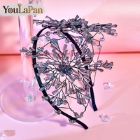 YouLaPan – bandeau de mariage envoûtant pour mariée, tissé à la main, avec diamants d'eau et flocons de neige, élégant, pour banquet et danse, YXA112